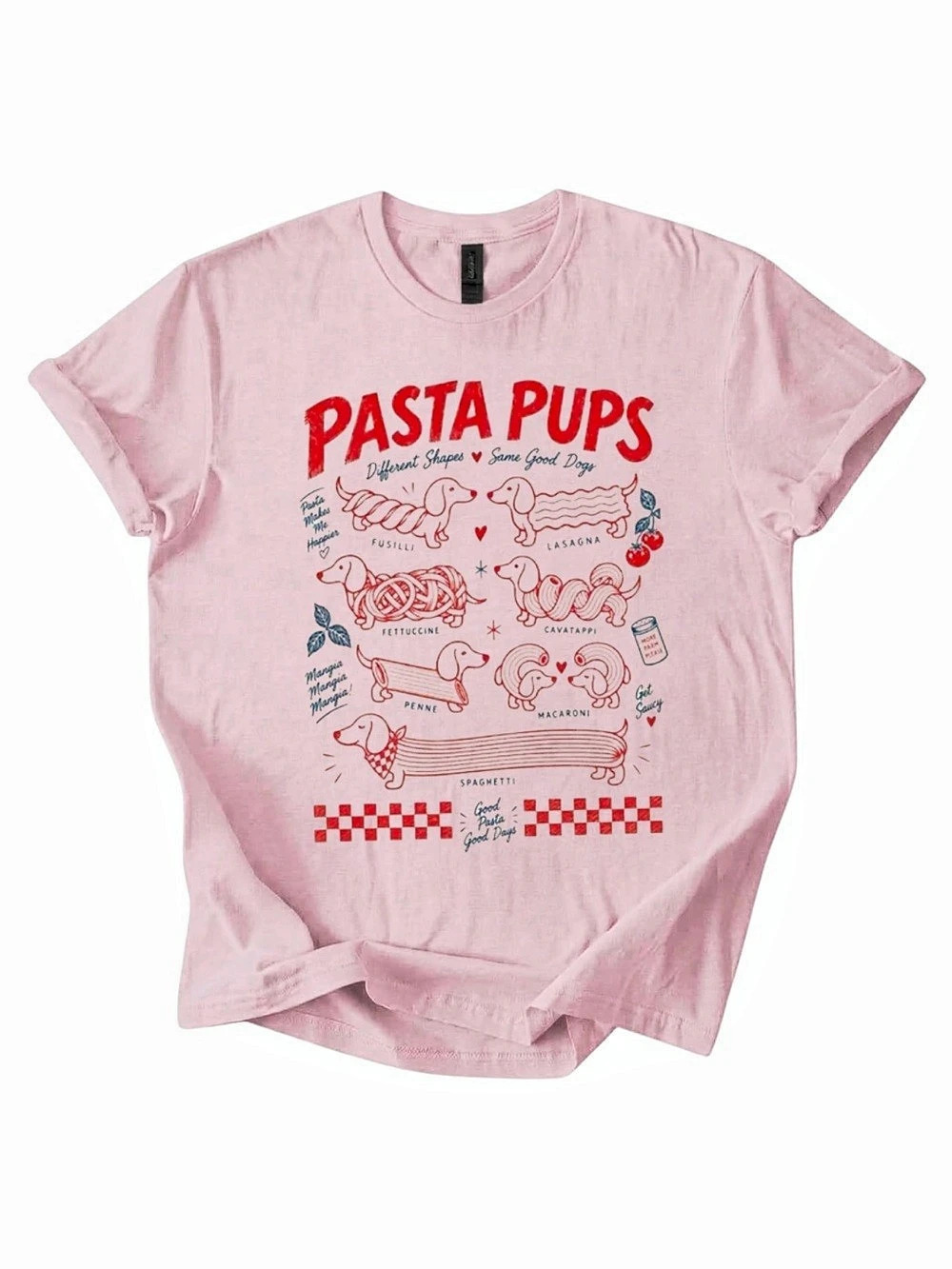 Gildan Pasta Pups Graphic T-Shirt in Pink